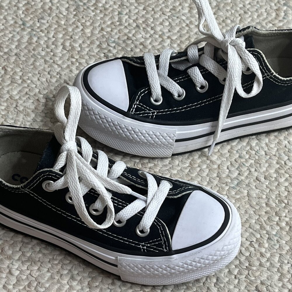 Converse All Star LIFT Boy's Size 11 Youth Black White Canvas Sneakers Shoes